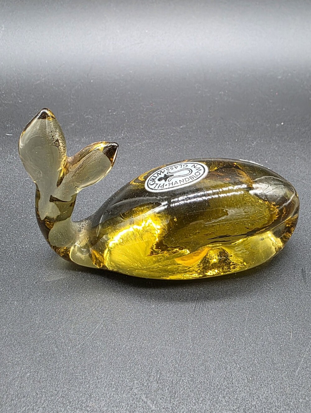 PILGRAM GLASS Handblown Amber Glass Whale Figurine - Decorative Home Accent